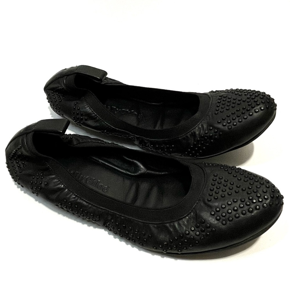 See by Chloe Studded Black Leather Ballet Flats